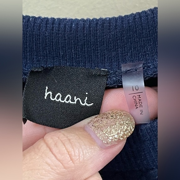 Haani Girls Top Navy Jeweled Long Sleeve Shirt Size 10 - Picture 5 of 6